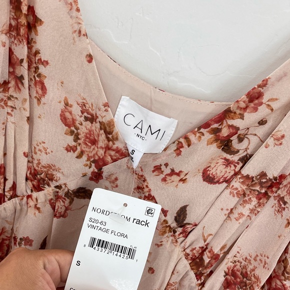 Cami NYC Francie Lace Trimmed Floral Boho 100% Silk Chiffon Maxi Dress Sz Small - Picture 5 of 10